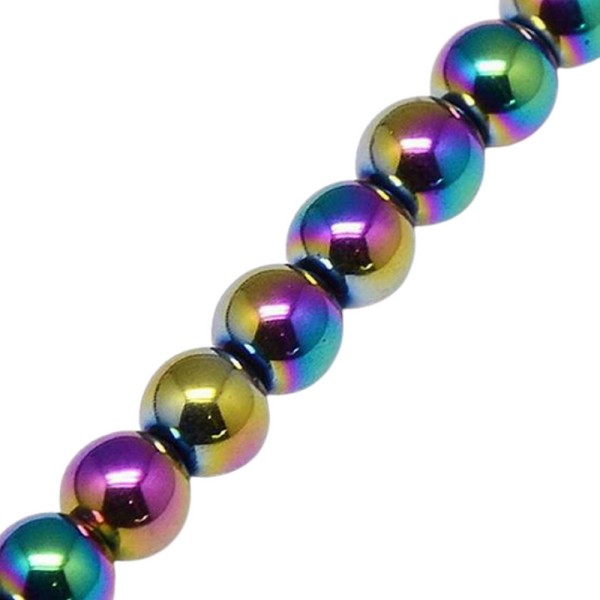 10 Perles Hematite Arc en Ciel 8mm Magnetique Creation bijoux, bracelet, Collier - Photo n°3