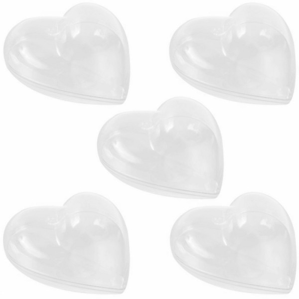 Lot 10 Coeurs en plastique de 8 cm, transparent séparable, Contenants sécables à garnir - Photo n°2