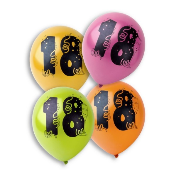 Gros lot 30 Ballons Anniversaire 18 ans, Diam. 28 cm, Coloris