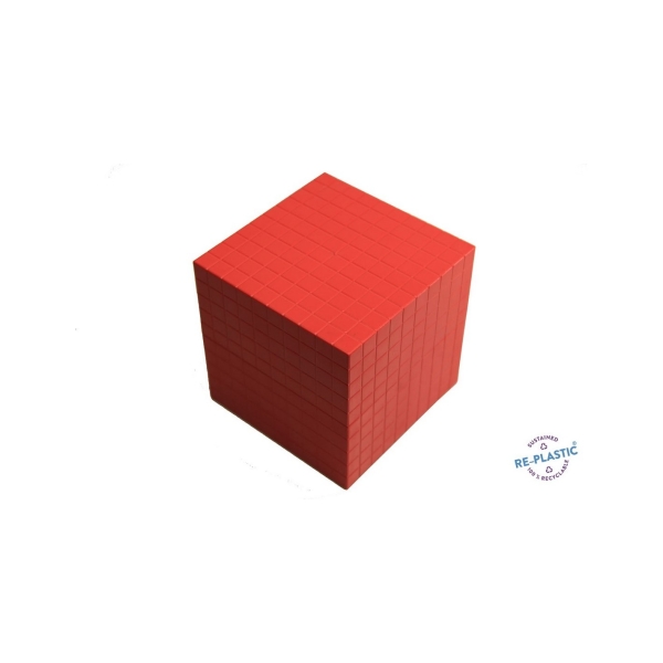 Cube de 1000 rouge base 10 plastique - Photo n°1