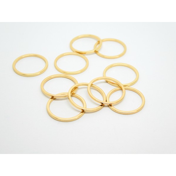 10 Connecteurs anneaux fermés ronds 14mm plaqué or - Photo n°1