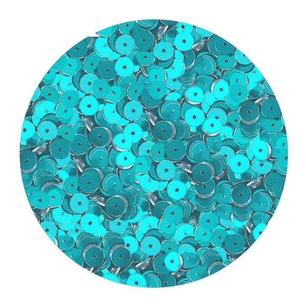 Paillettes rondes plates, 4000 sequins, ø 6 mm, turquoise, à coudre ou piquer - Photo n°1