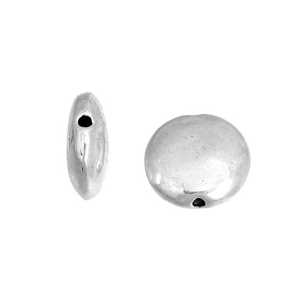 PS110085021 PAX 20 perles intercalaires ronde et plate 9 mm métal coloris Argent Antique - Photo n°1