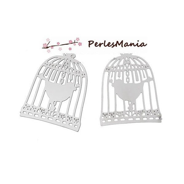 PS1156941 PAX 10 Estampes Filigrane Cage Oiseau en Acier Inoxydable - Photo n°1