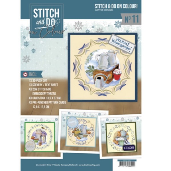 Stitch and Do on Colour 011 - Kit Carte 3D à broder de couleur - Charme de l'hiver - Photo n°1
