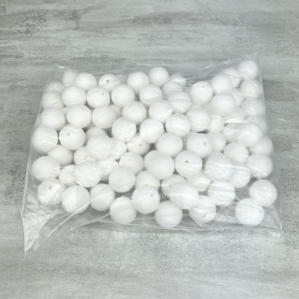 Lot de 100 Boules de 2,5 cm en ouate de cellulose, Billes blanches en coton compressé de 25mm avec t - Photo n°3
