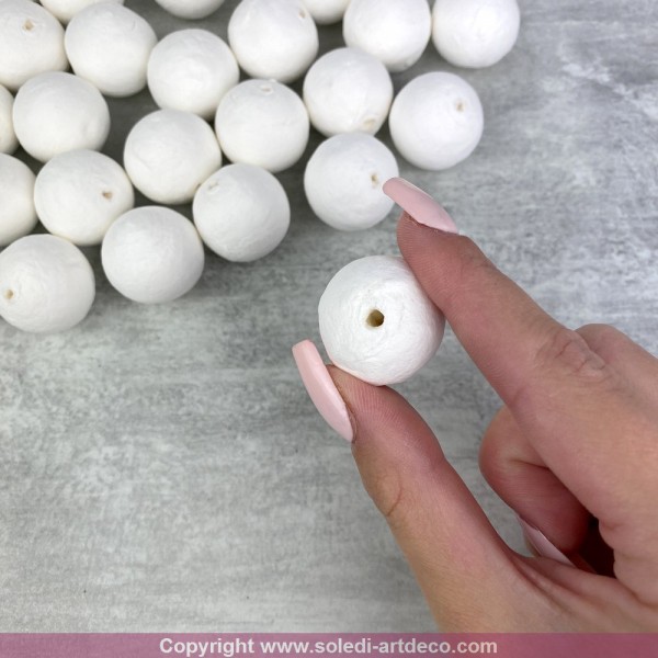 Lot de 100 Boules de 2,5 cm en ouate de cellulose, Billes blanches en coton compressé de 25mm avec t - Photo n°4