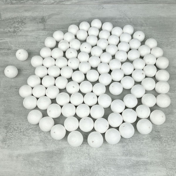Lot de 100 Boules de 2,5 cm en ouate de cellulose, Billes blanches en coton compressé de 25mm avec t - Photo n°1