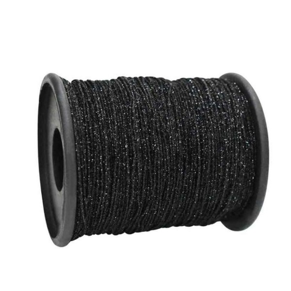 1 bobine 250 m 1mm noir Glitter coton fil et Polyester fil métallique cordon, Perles, Broderie À La - Photo n°1
