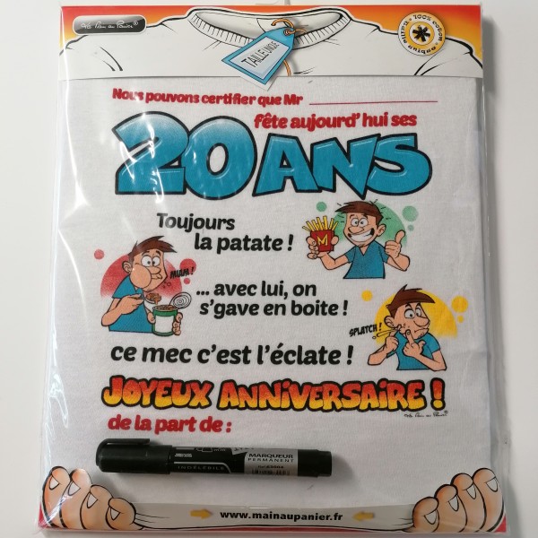 T-shirt Mr fête aujourd'hui ses 20 ans - Photo n°1