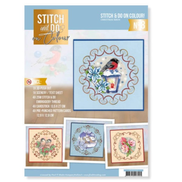 Stitch and Do on Colour 008 - Kit Carte 3D à broder de couleur Oiseaux en hiver - Photo n°1