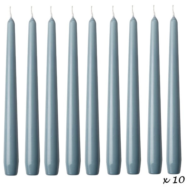 10 Bougies Bleu arctique Chandelier 25 cm, Bougie flambeau, diam. de base 2,2cm, bleu pigeon - Photo n°2