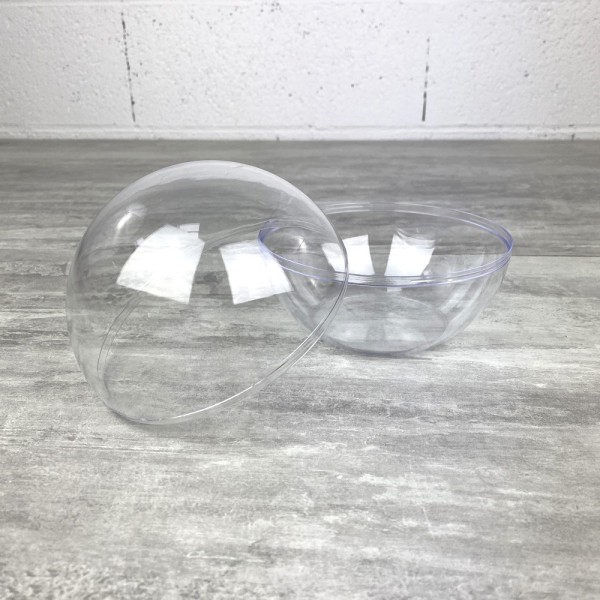 Boule en plastique à fond plat, diam. 14 cm, cristal transparent séparable, Contenant sécable à pose - Photo n°2