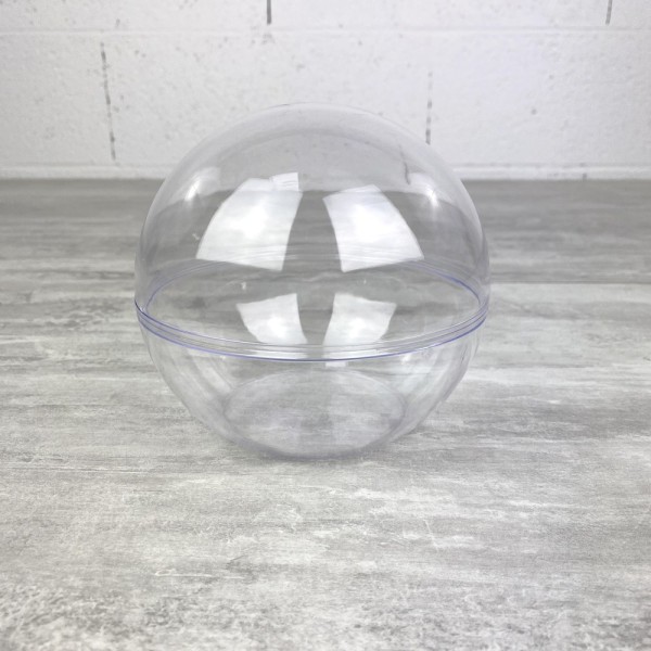 Boule en plastique à fond plat, diam. 14 cm, cristal transparent séparable, Contenant sécable à pose - Photo n°1