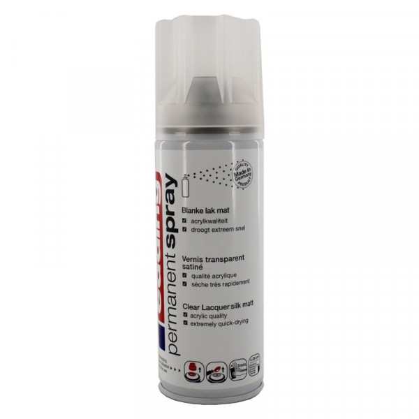 Vernis pour peinture acrylique spray - Edding 5200 - Satiné Transparent -  200 ml - Peinture acrylique spray - Creavea