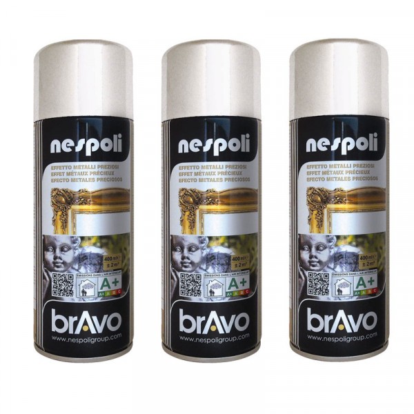 Lot de 3 bombes de peinture professionnelle Nespoli - chrome argent - Photo n°1