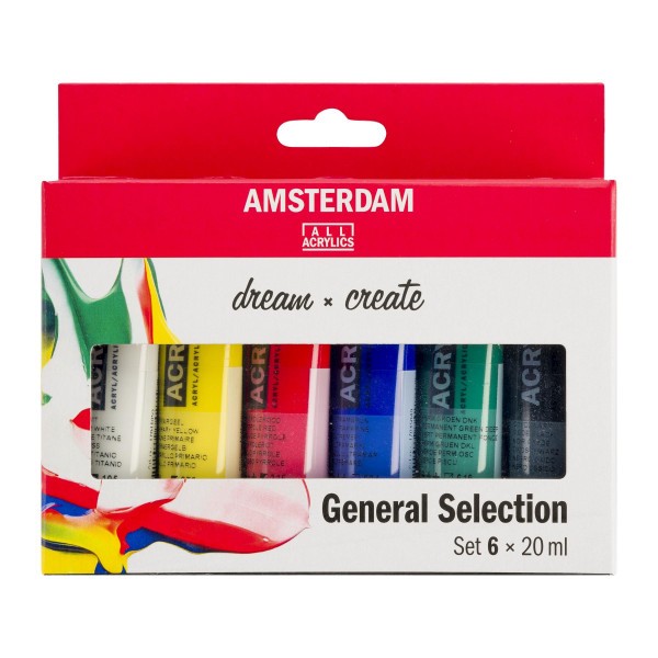 Set de 6 tubes de peinture acrylique Amsterdam 20ml couleurs générales - Photo n°1