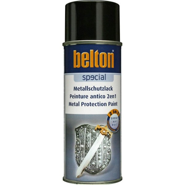 Bombe de peinture Belton anti-corrosion pour métaux 2 en 1 noir brillant 400ml - Photo n°1