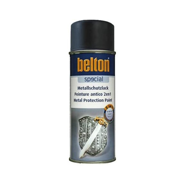 Bombe de peinture Belton anti-corrosion pour métaux 2 en 1 noir mat 400ml - Photo n°1