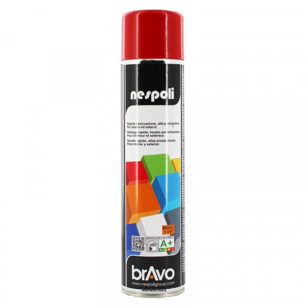 Bombe de peinture professionnelle Nespoli Bravo rouge feu RAL 3000 600ml - Photo n°1