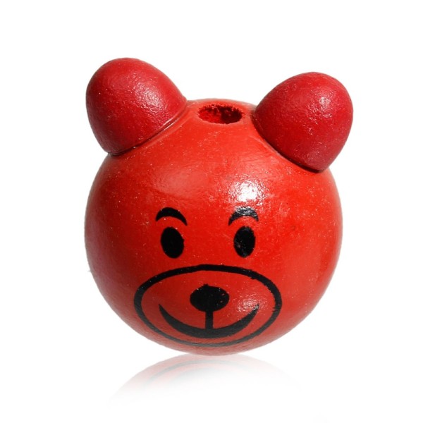 Perle 3D Ours Rouge 25mm Tete Ourson - Photo n°1