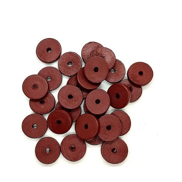 Lot de 27 perles rondelle en bois couleur marron - 18mm - 2 - Photo n°1
