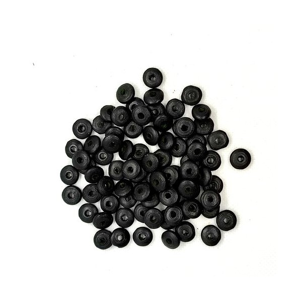 Lot de 80 perles rondelle en bois couleur noir - 10mm - 2 - Photo n°1