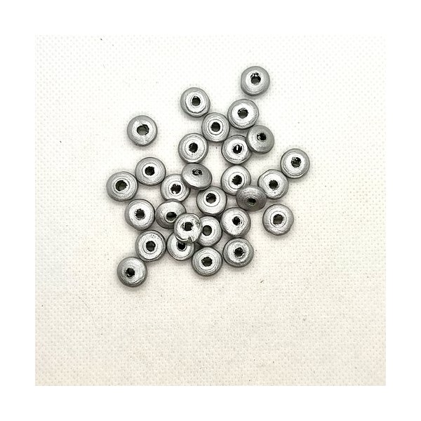 Lot de 28 perles rondelle en bois couleur gris - 10mm - 4 - Photo n°1