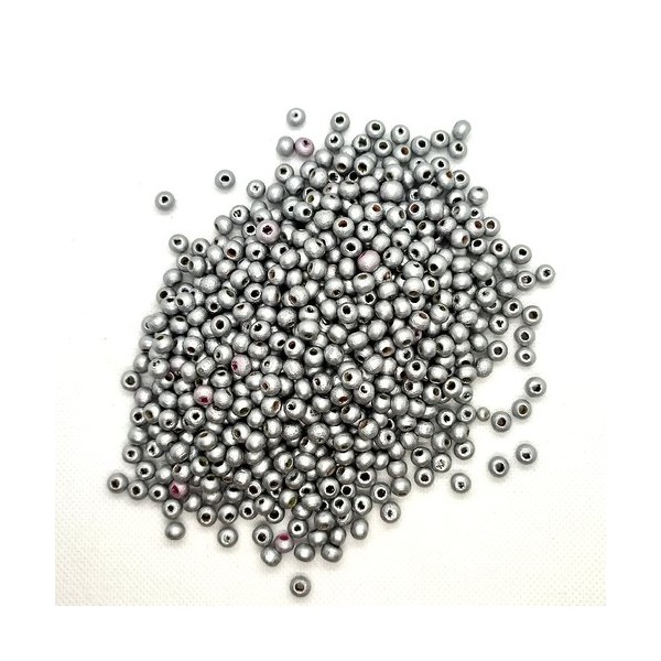 Lot de 620 perles ronde en bois couleur gris - 6mm - 8 - Photo n°1