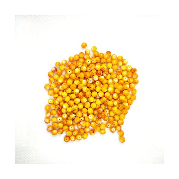 Lot de 284 perles en verre jaune/orangé nacré - 8mm - Photo n°1