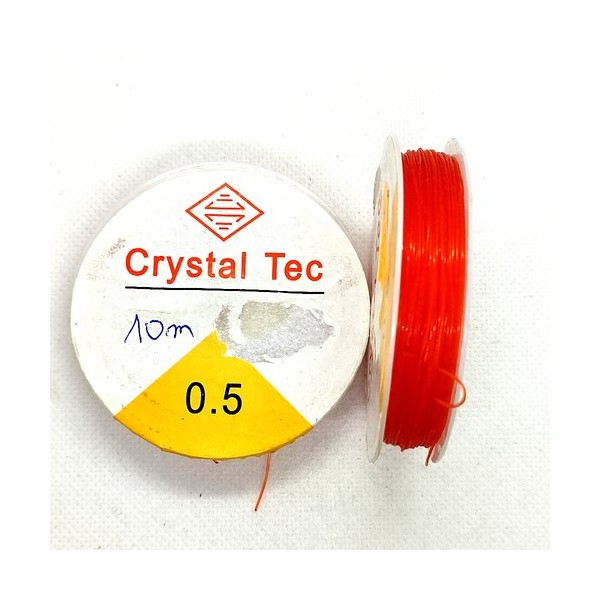 Bobine fil nylon élastique orange - 10m - 0.5mm - Photo n°1