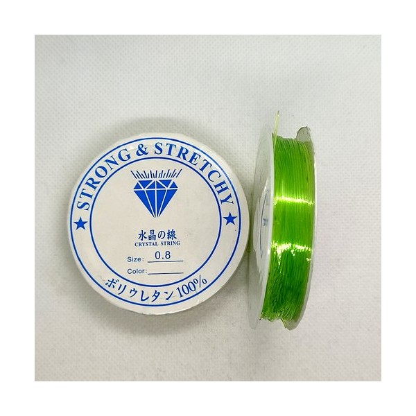 Bobine fil nylon élastique vert clair - 10m - 0.8mm - Photo n°1