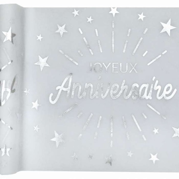 20 Serviettes en papier joyeux anniversaire argentées métallisées