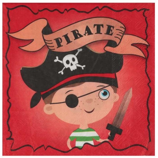 20 Serviettes en papier Anniversaire Pirates - Photo n°1