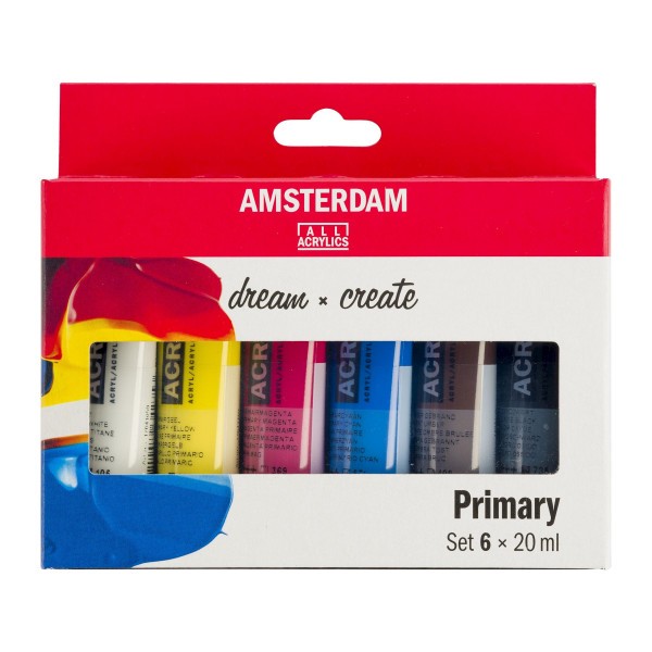 Set de 6 tubes de peinture acrylique Amsterdam 20ml couleurs primaires - Photo n°1