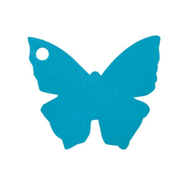 Etiquette porte nom papillon turquoise x10 - Photo n°1