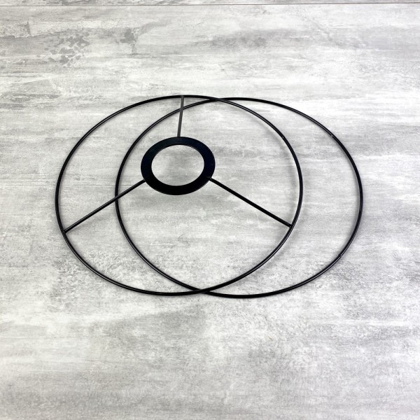 Set d'Ossature Noir diamètre 20 cm, pour suspension ou abat-jour, Anneaux ronds Epoxy, E27, pour dou - Photo n°2