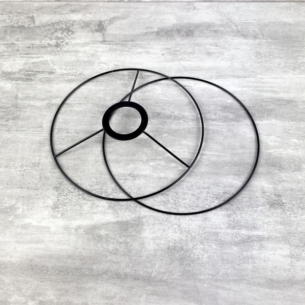 Set d'Ossature Noir diamètre 20 cm, pour suspension ou abat-jour, Anneaux ronds Epoxy, E27, pour dou - Photo n°1