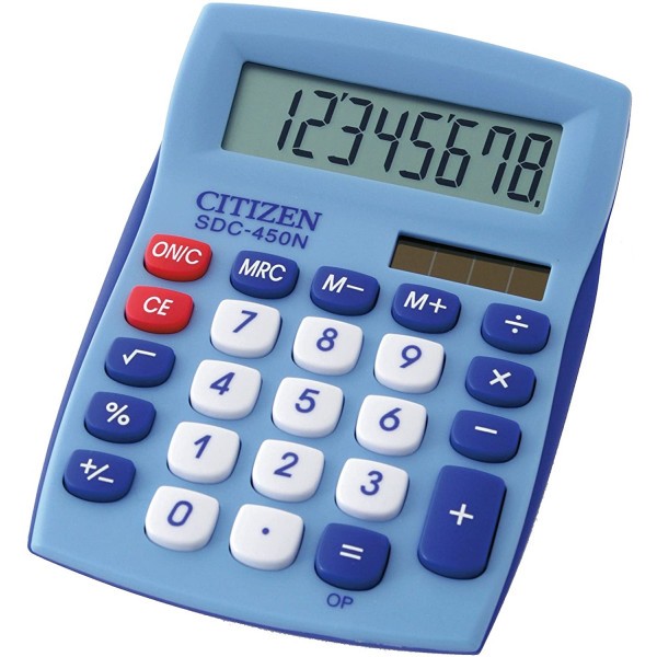 Calculatrice de table petite taille bleu clair Citizen SDC-450NBL - Photo n°1