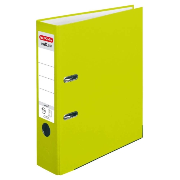 Classeur maX.file protect A4 - Dos : 80 mm - Vert fluo - Herlitz - Photo n°1