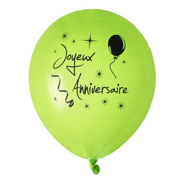 Ballon joyeux anniversaire Vert anis x 8 - Photo n°1