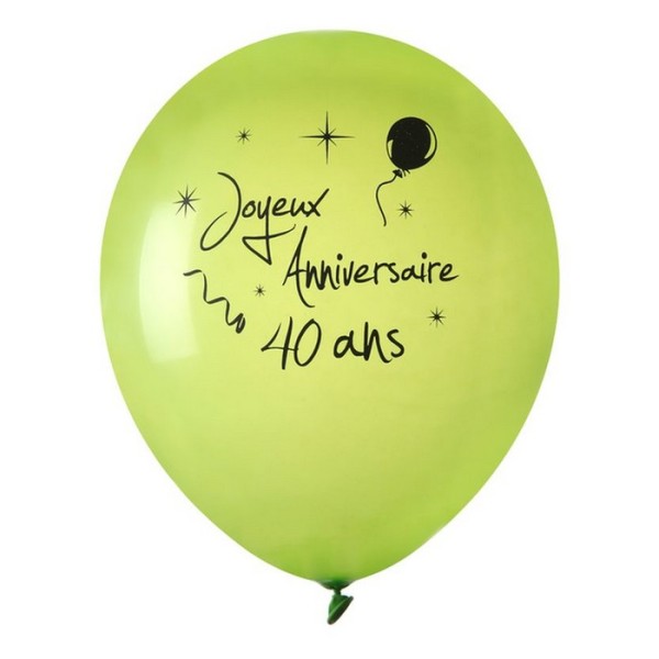 Ballon joyeux anniversaire Vert anis 40 ans x 8 - Ballon déco