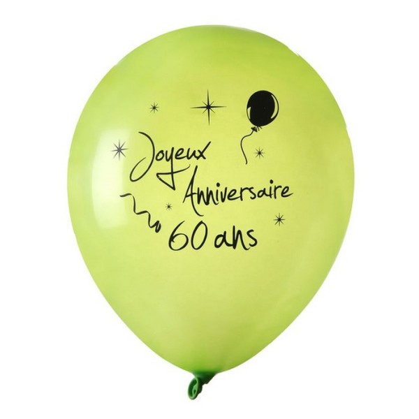Ballon joyeux anniversaire Vert anis 60 ans x 8 - Photo n°1