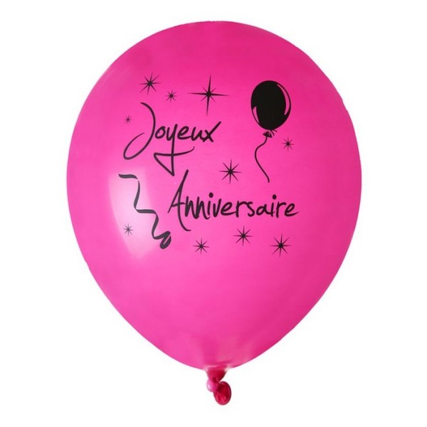 Ballon joyeux anniversaire Fuschia x 8 - Photo n°1