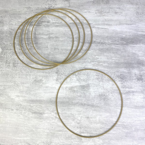 Lot de 5 Cercles métalliques doré ancien, diam. 20 cm pour abat-jour, Anneaux epoxy Attrape rêves - Photo n°2