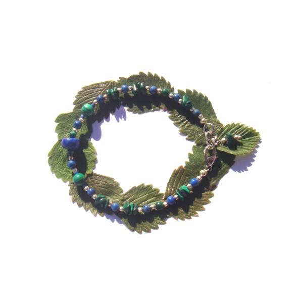 Bracelet Malachite/Lapis Lazuli 18.5/20 CM de tour de poignet - Photo n°1