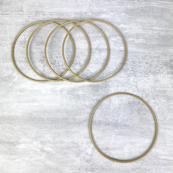 Lot de 5 Cercles métalliques doré ancien, diam. 10 cm pour abat-jour, Anneaux epoxy Attrape rêves - Photo n°2