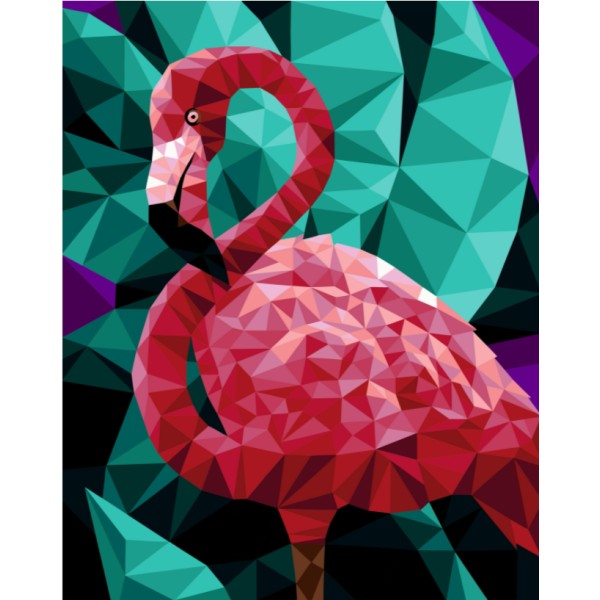 Kit de peinture par numéros. P005 Flamingo (style polygonal) 40*50 - Photo n°1