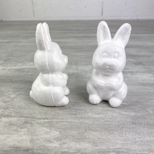 Lot de 2 Lapereaux en polystyrène, 8 cm de haut, petit bébé lapin, décoration de paques - Photo n°2