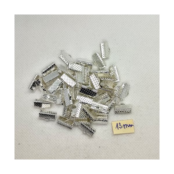 50 Griffes en métal argenté - serres fils/ruban – 13mm - Photo n°1